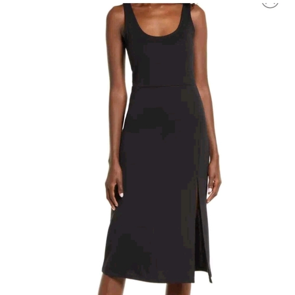 Open Edit Scoop Neck Sleeveless Jersey Midi Dress